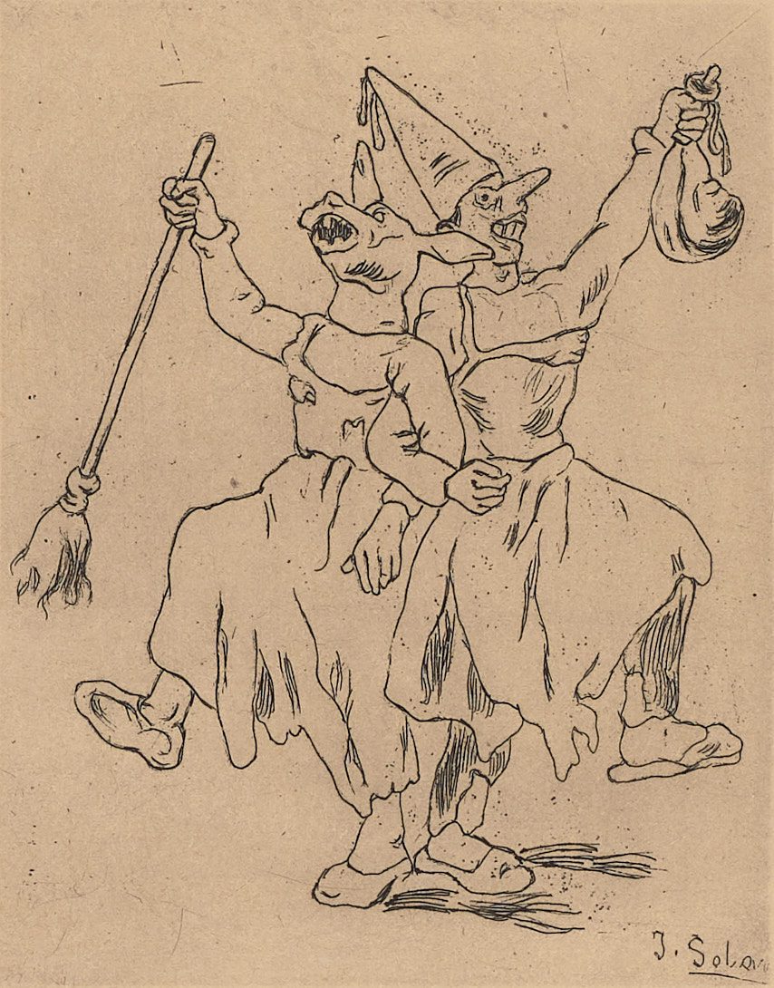 Máscaras bailando cogidas del brazo (Nº 19), José Gutiérrez Solano