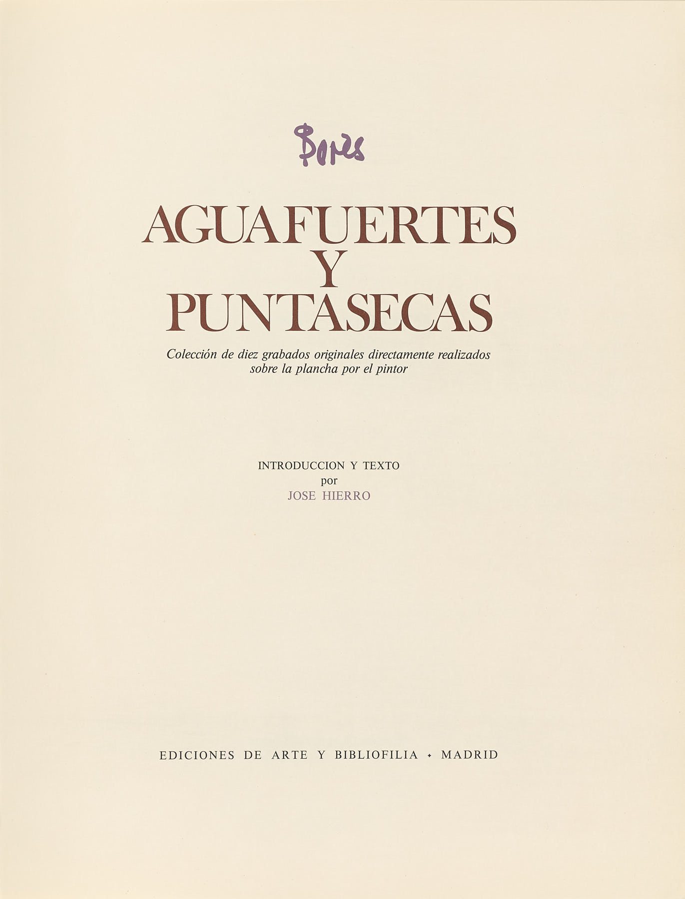 Aguafuertes y puntasecas, Francisco Bores