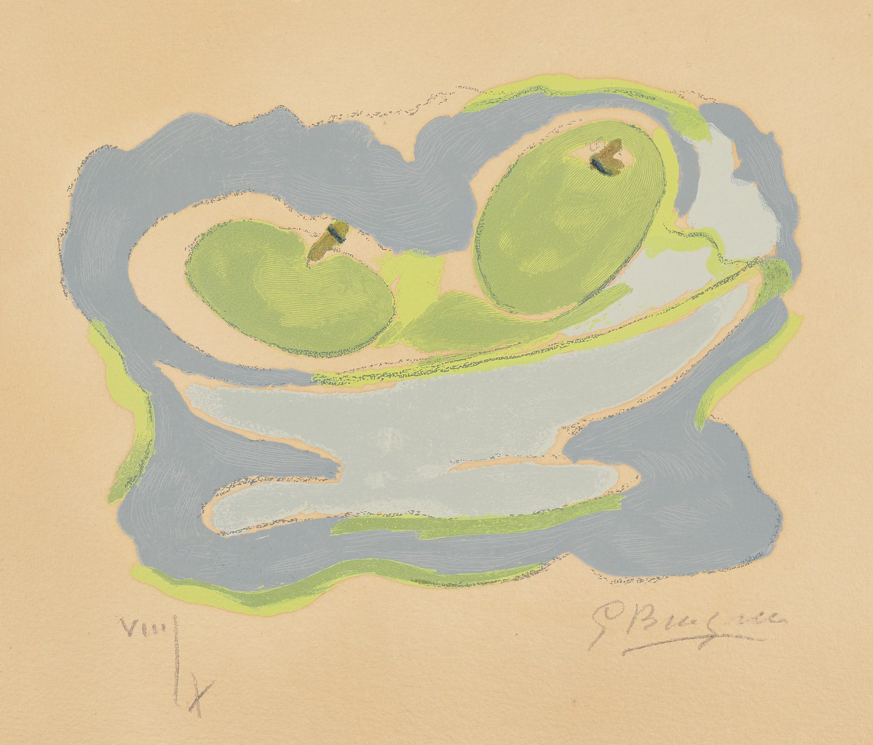 Les pommes (de Si je mourais là-bas), 1962, Georges Braque