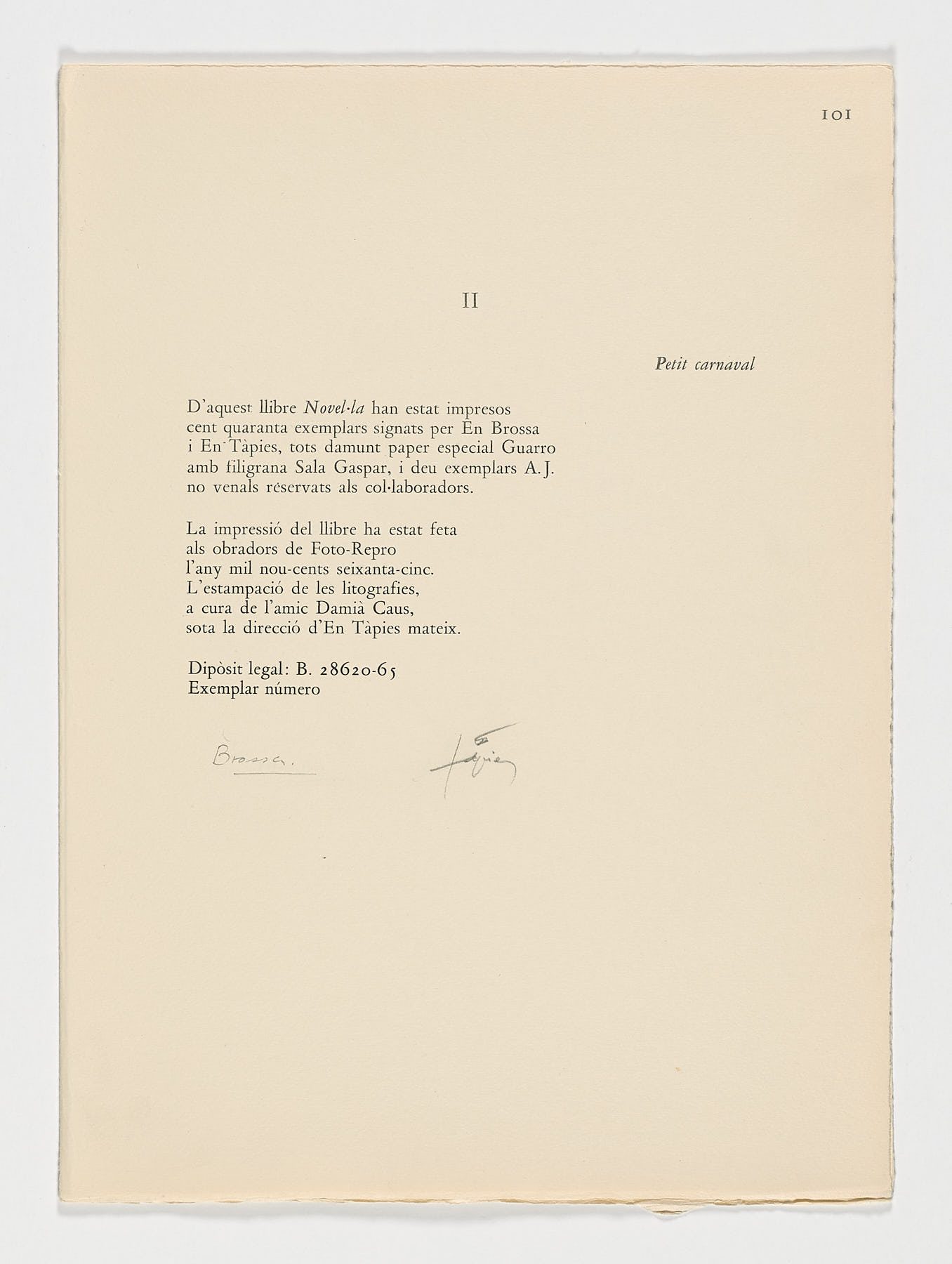 Novel·la, 1965, Joan Brossa y Antoni Tàpies