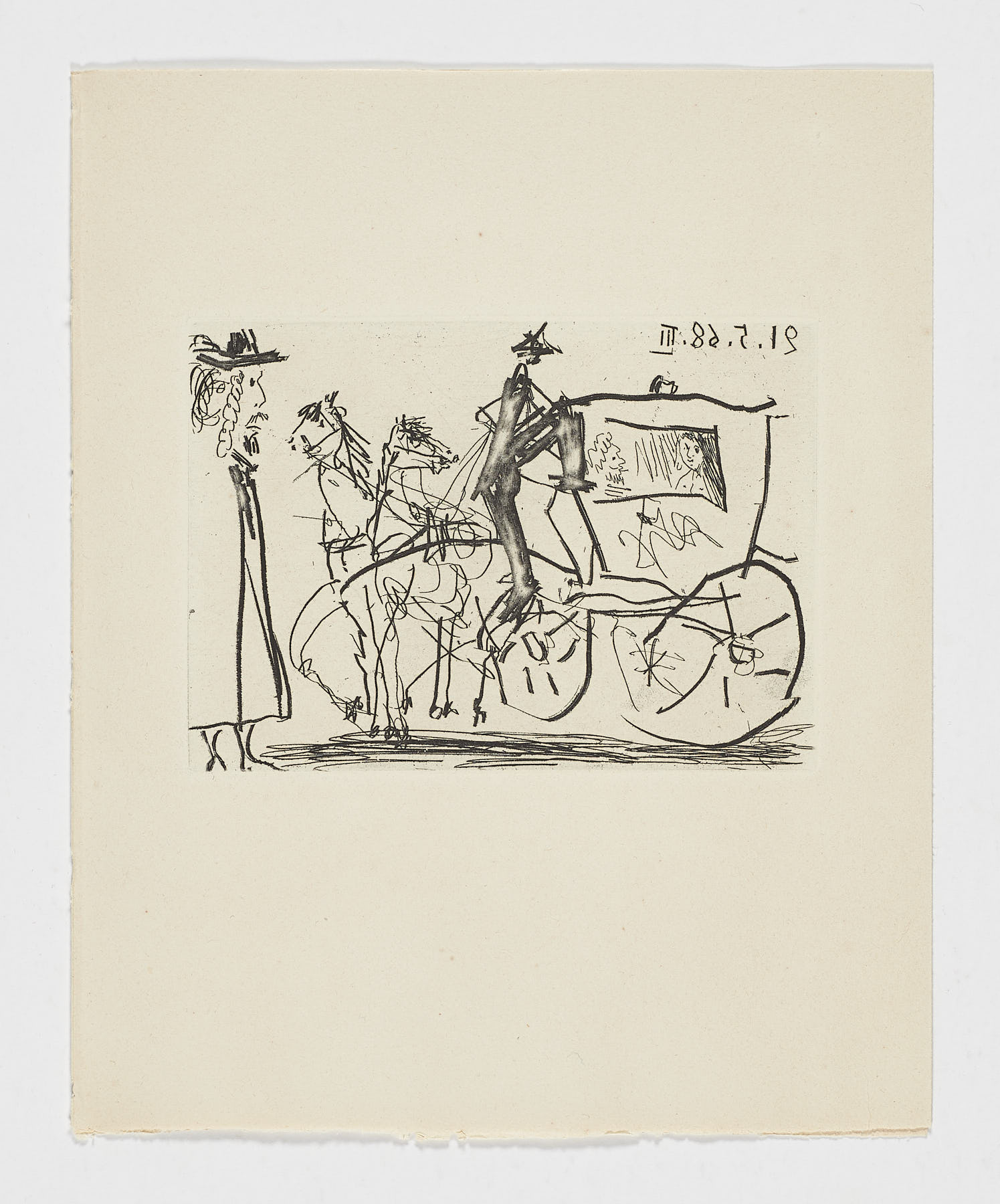 Pareja en carroza y pobre peatón, 1968 Pablo Picasso
