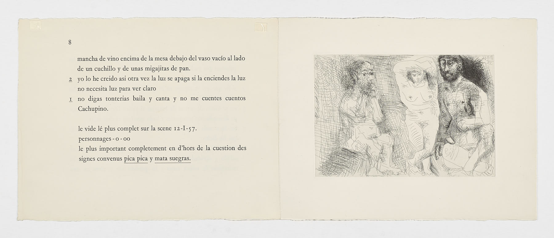 Dos hombres barbudos con una mujer desnuda, 1966, Pablo Picasso