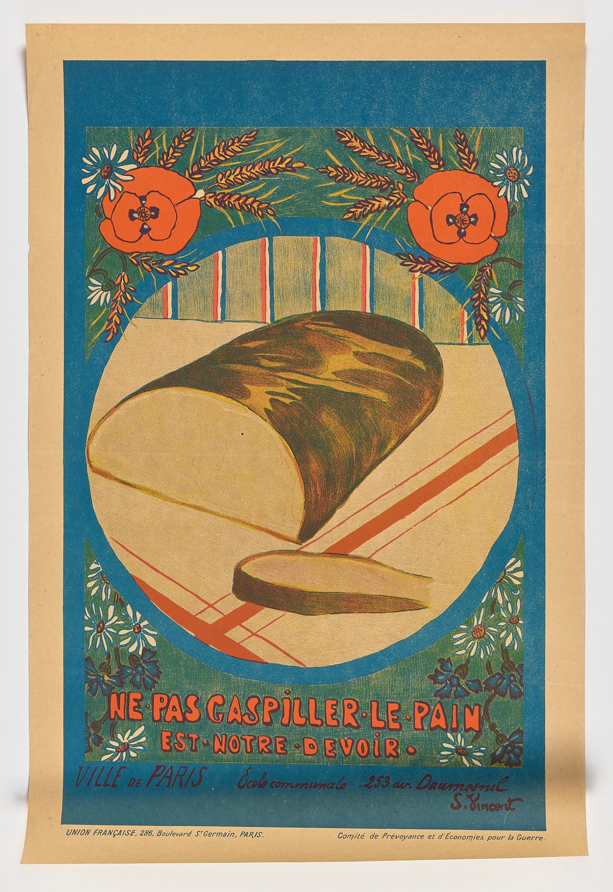 Ne pas gaspiller le pain est notre devoir, 1916, S. Vincent