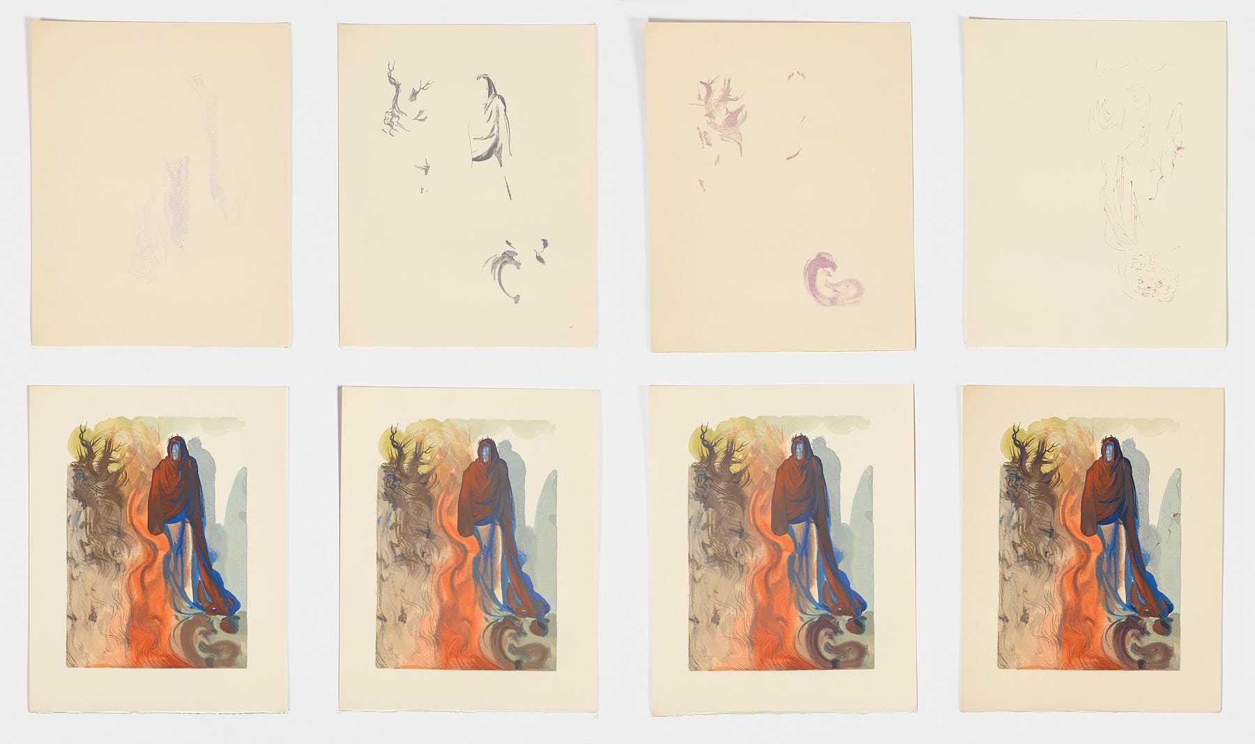 La Divina Comedia. Infierno canto 16 (Descomposición cromática), Salvador Dalí