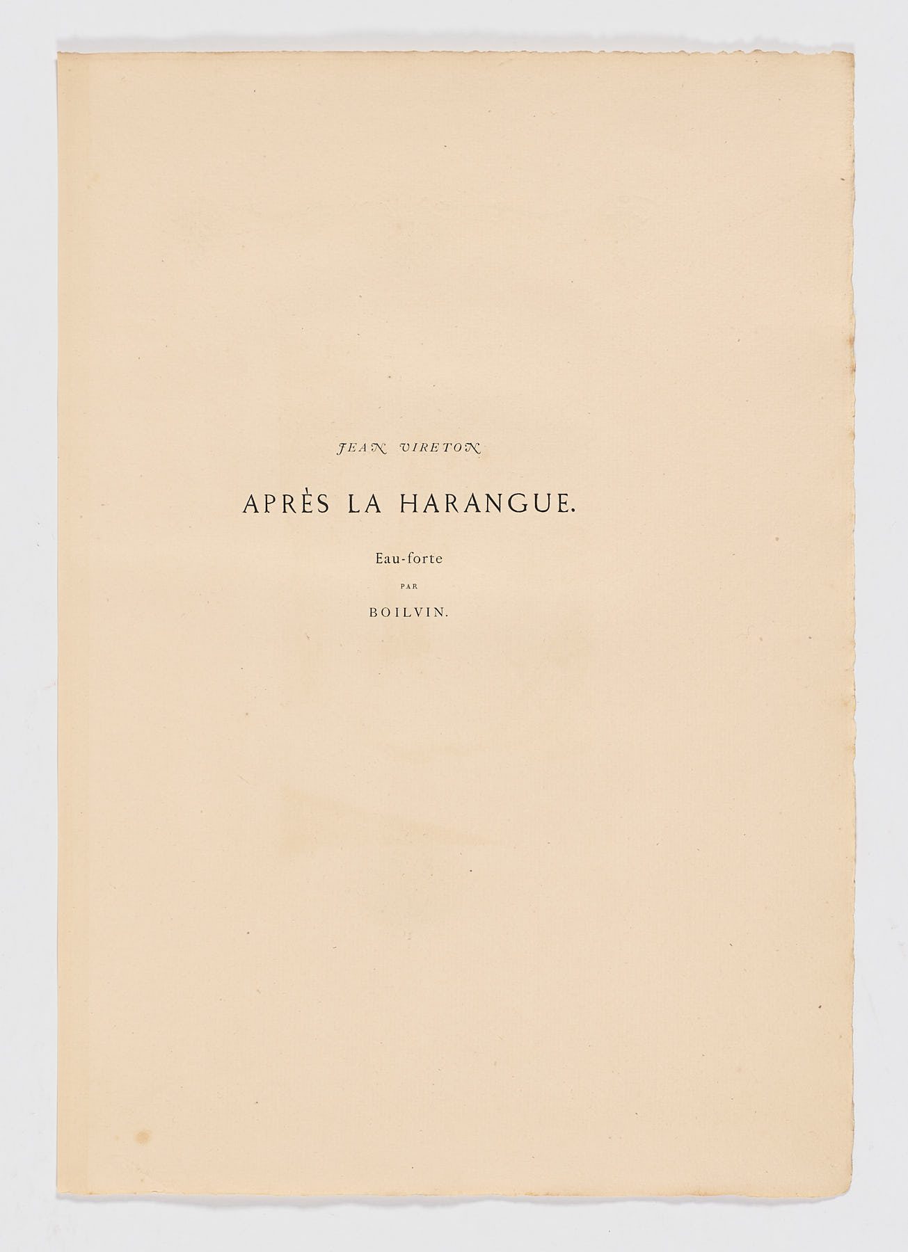 Aprés la harange, Boilvin