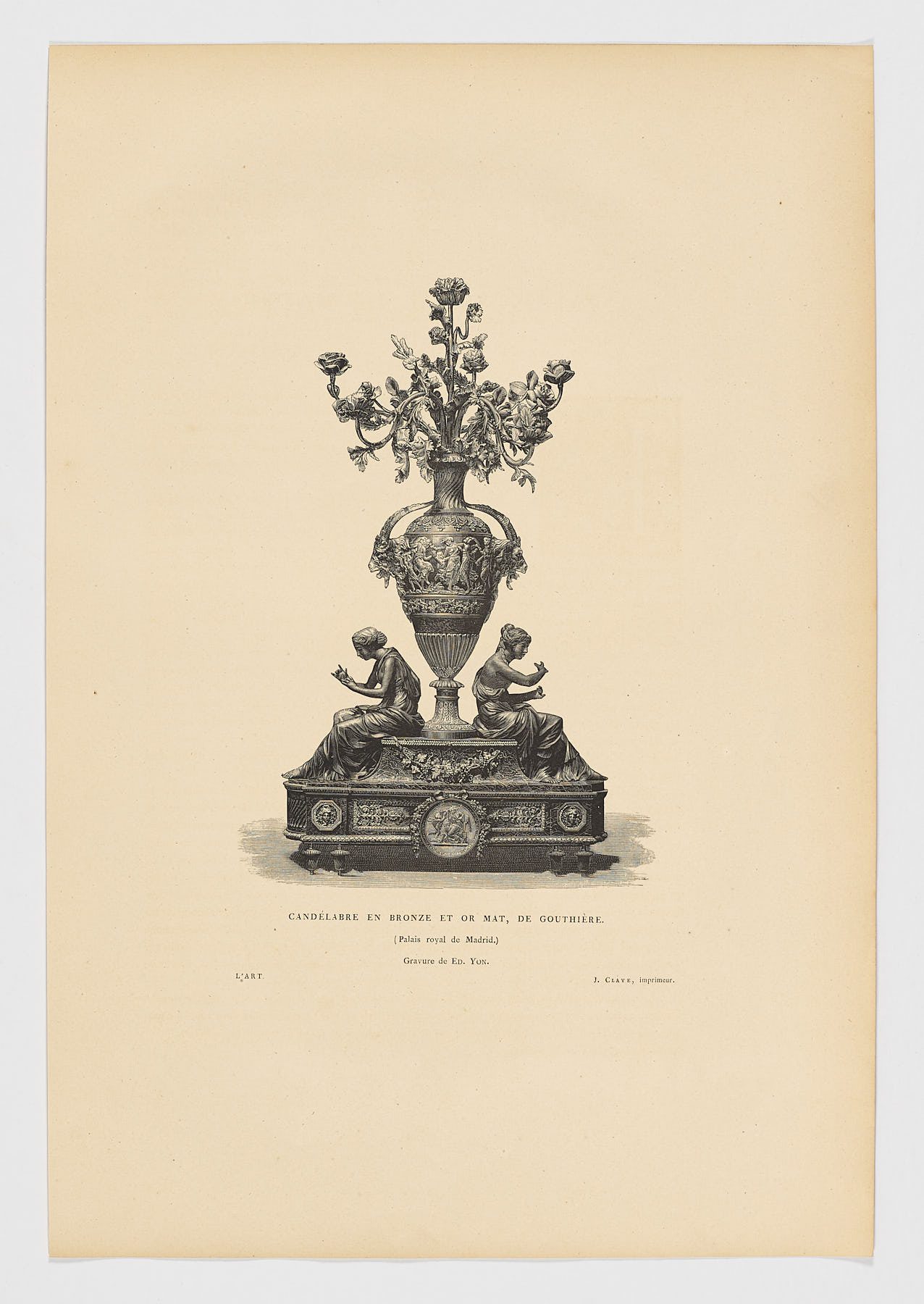 Candelabre en bronze et or mat, de Gouthière