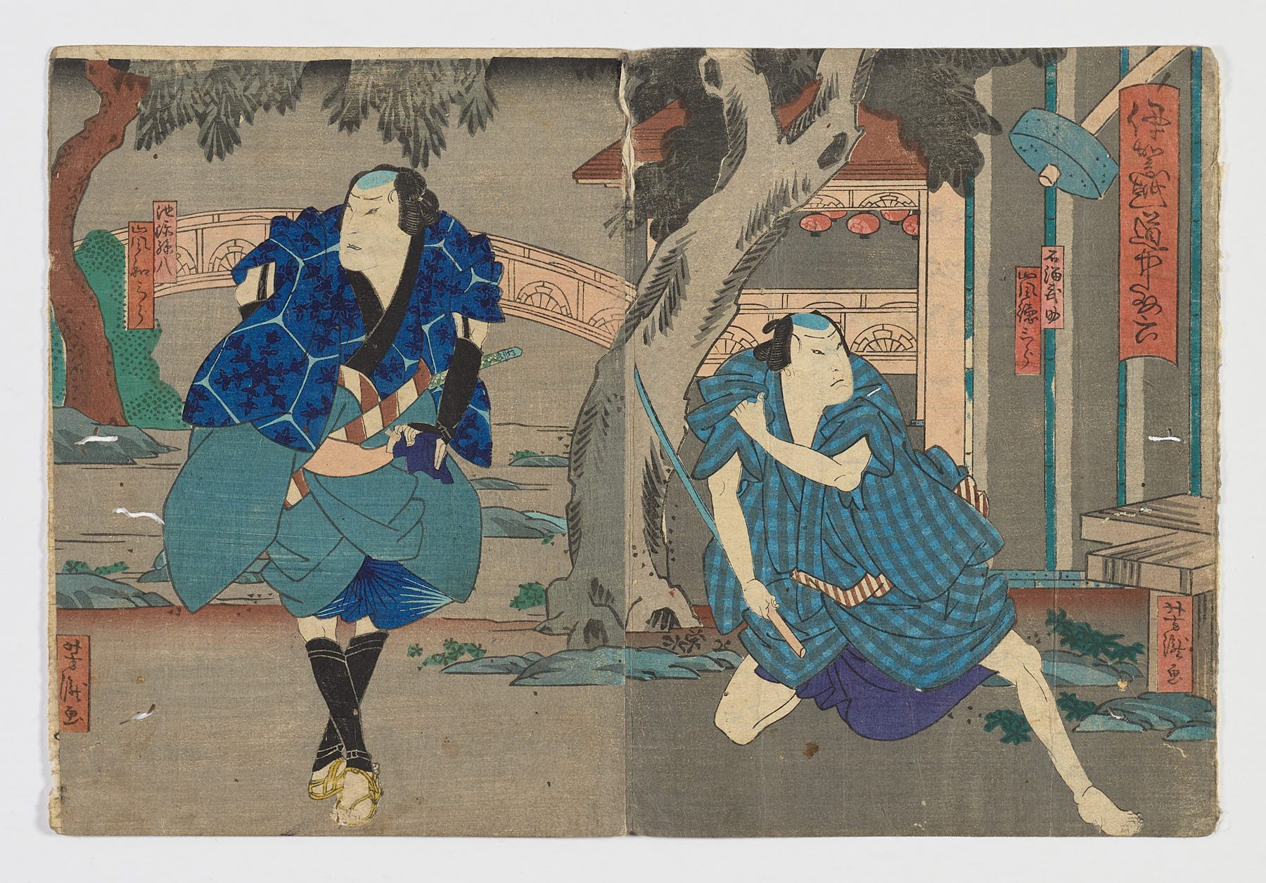 Desconocido. Escena de teatro kabuki, Escuela Utagawa (歌川派)