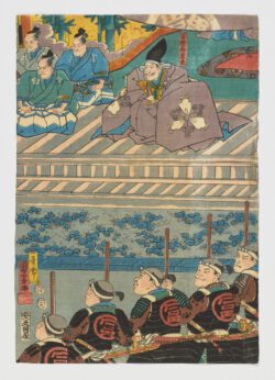 Kaga no kuni Ataka no seki ni Benkei shûjû no kinan o sukuu zu, Utagawa Kunisada (Toyokuni III)