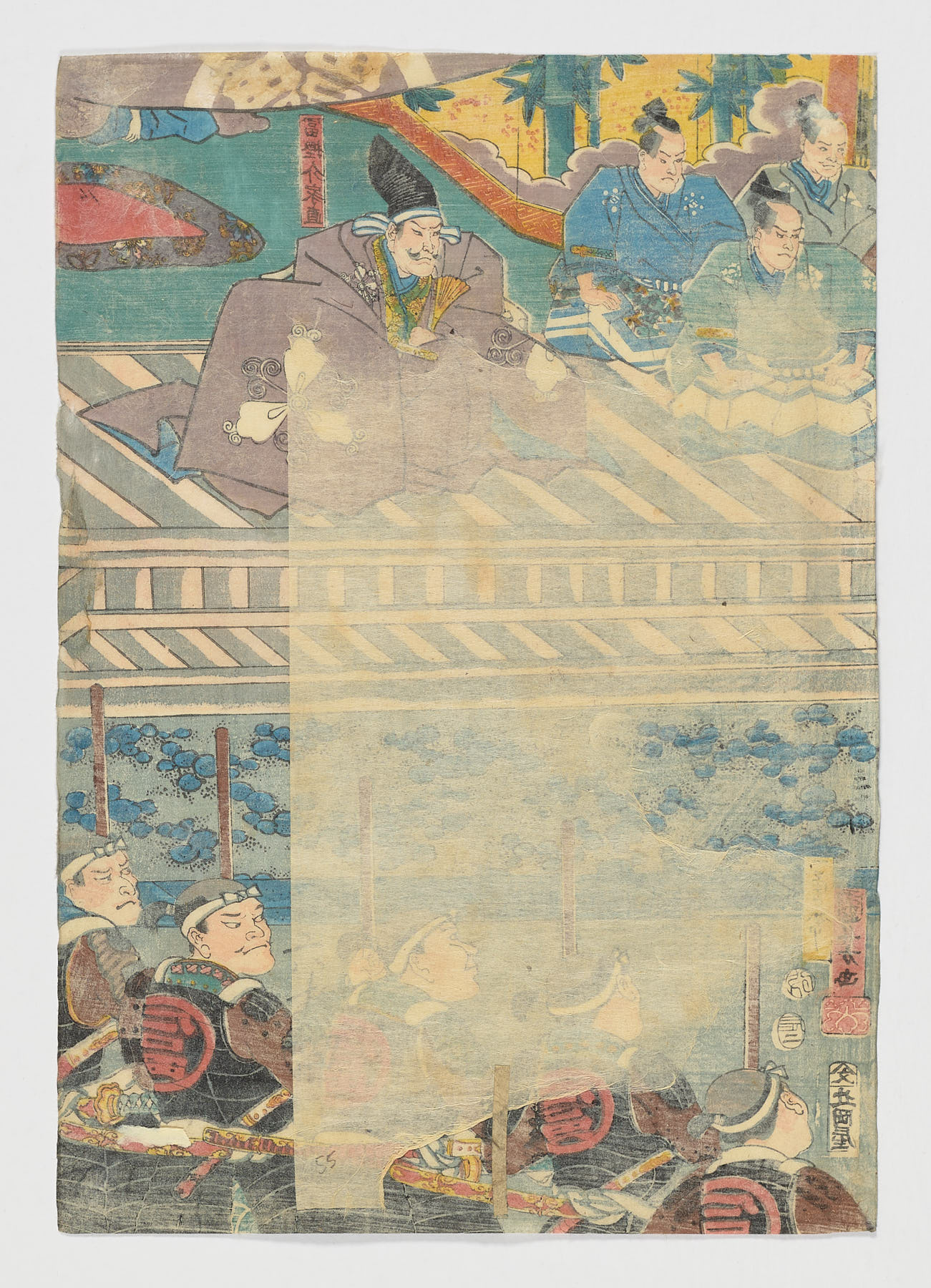 Kaga no kuni Ataka no seki ni Benkei shûjû no kinan o sukuu zu, Utagawa Kunisada (Toyokuni III)