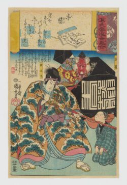 Tenarai (Práctica de escritura n.° 53) / Genji kumo ukiyoe awase, Utagawa Kuniyoshi