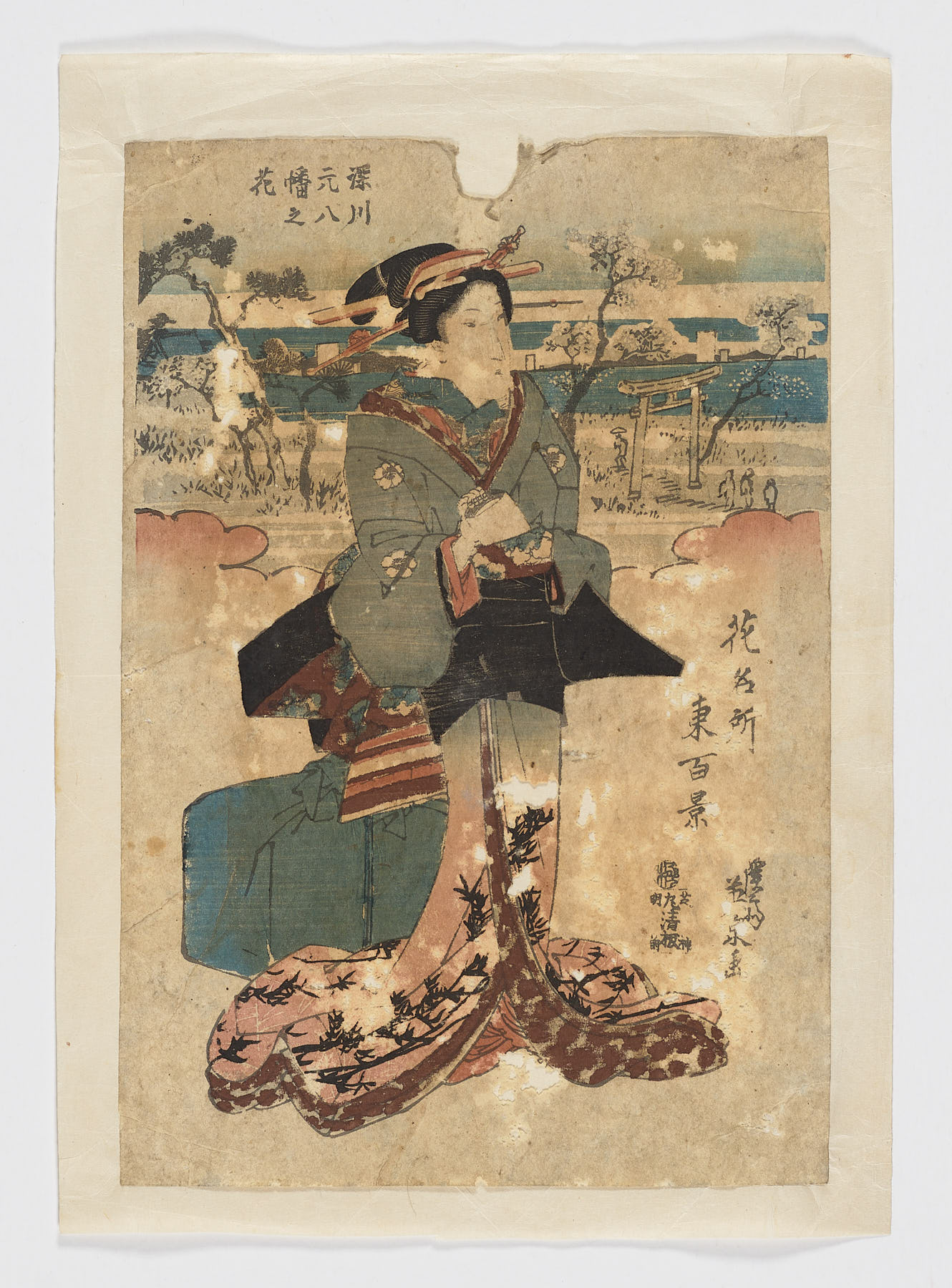 Hana Meisho Azuma Hyakkei: Fukagawa Motohachiman no Hana, Keisai Eisen