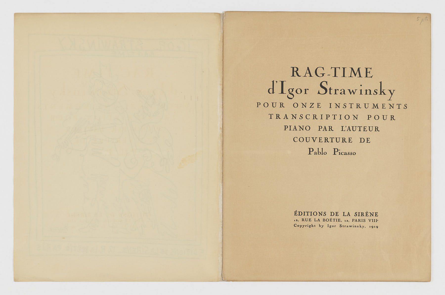 RAGTIME, Igor Strawinsky, Pablo Picasso
