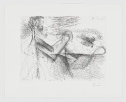 HOMME ASSIS PRÈS D’UNE FEMME ALLONGÉE, Pablo Picasso